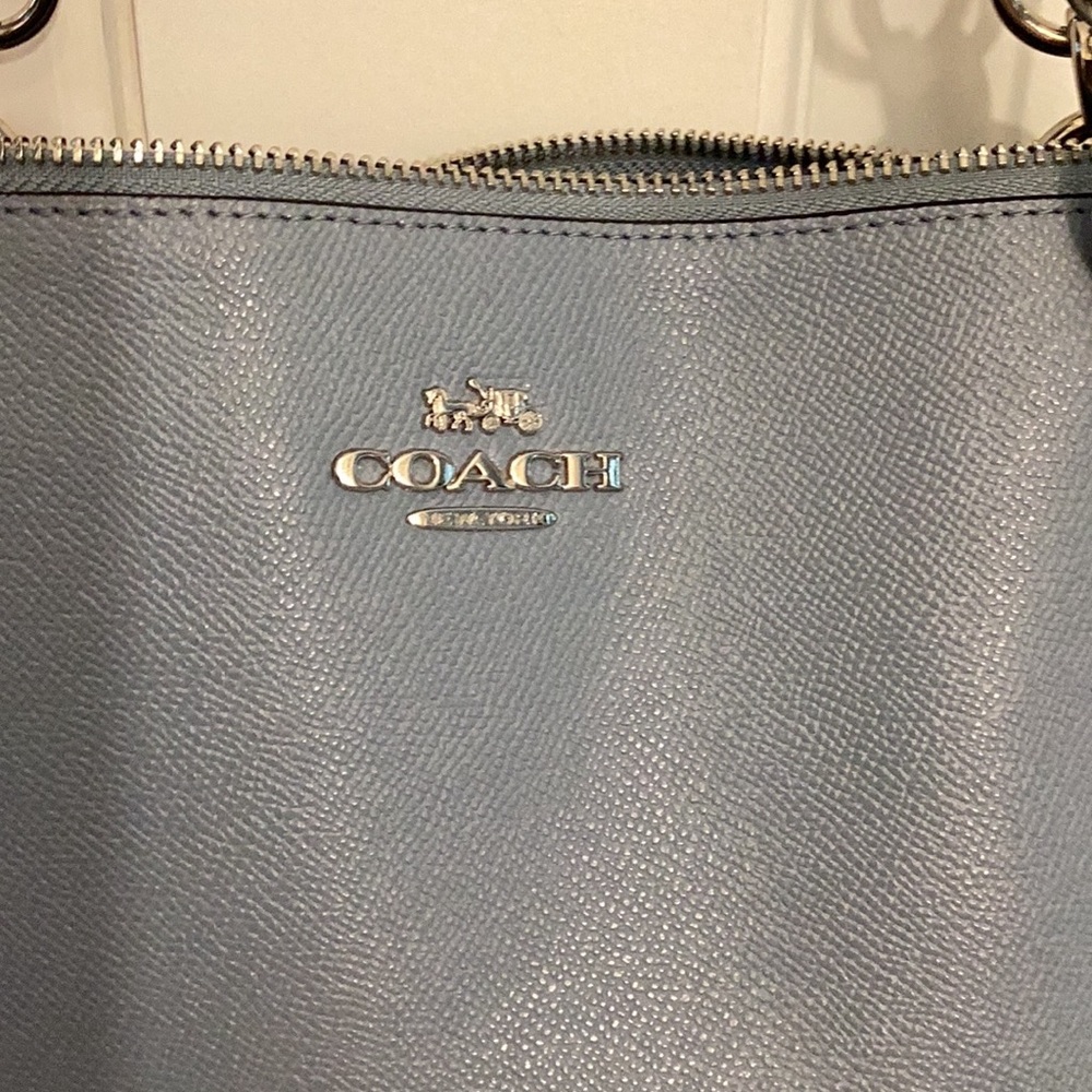 Coach Light Blue Leather Tote - Picture 10 of 11
